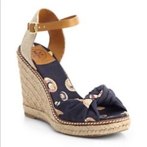 Tory Burch Navy Espadrille Wedge with Box Size 8.5